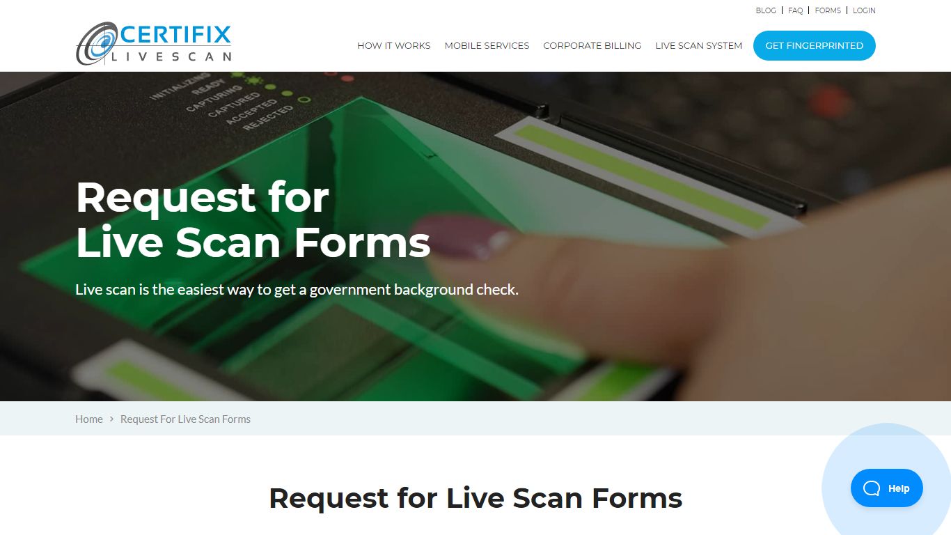 Request For Live Scan Fingerprinting Application Forms